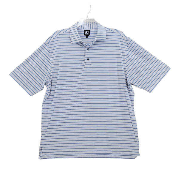 FootJoy Other - FootJoy Golf Polo Shirt Blue White Striped Mens XL Long Tail Stretch Perfotmance